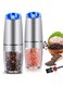 Electric Gravity Pepper Grinder Set of 2 &ndash; Adjustable Coarseness Automatic Salt and Pepper Mills with LED Light, for Kitchen, Cooking &amp; BBQ (Stainless Steel)
