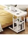 Adjustable Bedside Table with Wheels and Storage - Multi-Functional Laptop Desk, Sofa Side Table, Notebook Tray for Home, Dormitory, and Office Use
