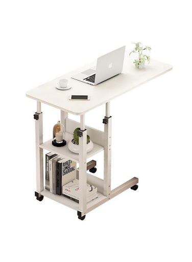 Adjustable Bedside Table with Wheels and Storage - Multi-Functional Laptop Desk, Sofa Side Table, Notebook Tray for Home, Dormitory, and Office Use
