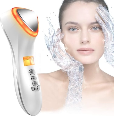 Hot and Cold Face Massager   Red &amp; Blue Light Therapy for Acne, Wrinkles, Skin Tightening &amp; Lifting   USB Rechargeable, Smart Timer Skin Device