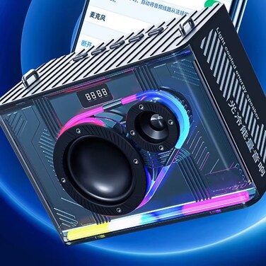 Bluetooth Karaoke Speaker with Microphone, Portable Amplifier Hands-Free Speaker with LED Lights, Rechargeable Party Speaker