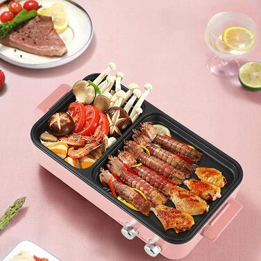 2-in-1 Indoor Electric Grill &amp; Non-Stick Hot Pot &ndash; Perfect for Korean BBQ, Steaks, Shabu Shabu &amp; More   Dual Function Griddle &amp; Hot Pot