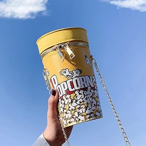 Popcorn Drink Cylinder Shoulder Bag &ndash; PU Leather Chain Crossbody Bucket Bag for Women, Stylish and Unique Personality Purse for Young Girls