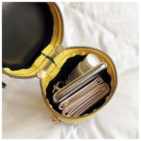 Popcorn Drink Cylinder Shoulder Bag &ndash; PU Leather Chain Crossbody Bucket Bag for Women, Stylish and Unique Personality Purse for Young Girls