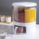 360&deg; Rotating 6-Grid Grain Dispenser &ndash; One-Click Food Dispenser with Rice Outlet, Round Multi-Grain Storage Tank, Airtight Grain Storage Container