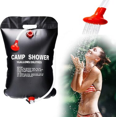 20L Solar Shower Bag for Camping - Portable Outdoor Shower, Compact Travel Shower for Hiking, Backpacking, Beach, and Outdoor Adventures