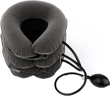 جهاز شد الرقبة لتخفيف آلام الرقبة – مشد رقبة قابل للتعديل والنفخ، ووسادة رقبة، وحزام شد لتخفيف الضغط عن الرقبة