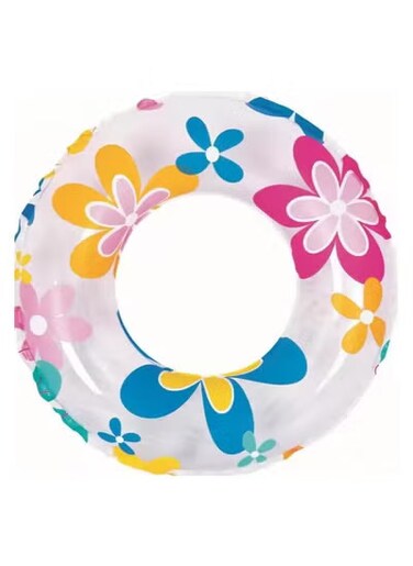 Multicolor Circle Print Swimming Pool Inner Tube Float &ndash; Durable Inflatable Ring Float for Kids, Toddlers &amp; Children &ndash; Perfect Summer Fun, Easy to Inflate