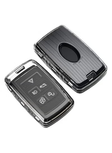 Key Fob Case TPU Cover Compatible with Land Rover &amp; Range Rover &ndash; Transparent Carbon Fiber Texture, 5-Button Protective Key Shell