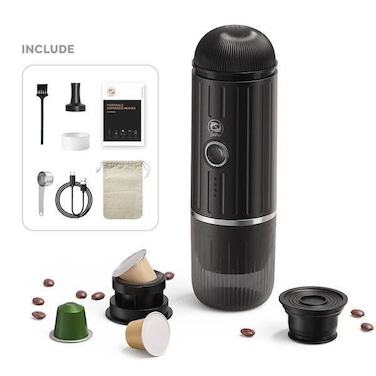 Portable Coffee Maker Travel Espresso Machine, 120W, 19 Bar Pressure, 7500mAh Rechargeable Battery - On-the-Go Espresso Maker