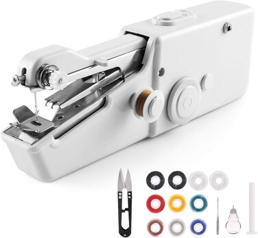 ماكينة خياطة يدوية   ماكينة خياطة كهربائية صغيرة لاسلكية لإصلاحات سريعة على الأقمشة والملابس وملابس الأطفال   غرزة يدوية محمولة
