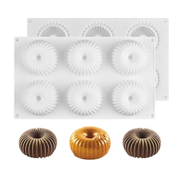 قالب موس سيليكون مكون من قطعتين - أدوات خبز سهلة التنظيف للكعك الصغير والحلويات والكعك والمعجنات   قالب سيليكون غير لاصق وصالح للطعام