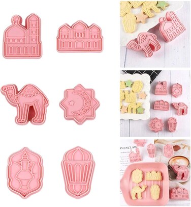 Flyingu Eid Mubarak Cookie Cutter Set of 6 &ndash; Star &amp; Moon Ramadan Islamic Muslim Biscuit Molds   Silicone Cookie Cutters