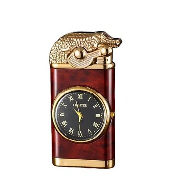 New Arrival Crocodile Dolphin Butane Lighter &ndash; Windproof Jet Flame Lighter with Custom Logo and Built-in Clock, Refillable Gift for Smokers
