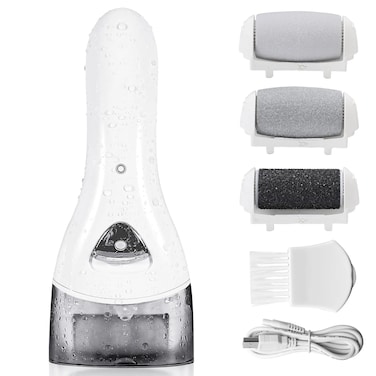3-in-1 Electric Callus Remover   Rechargeable Foot File Pedicure Kit with Interchangeable Heads &ndash; Portable &amp; Waterproof Callus Grinder for Smooth, Soft Feet