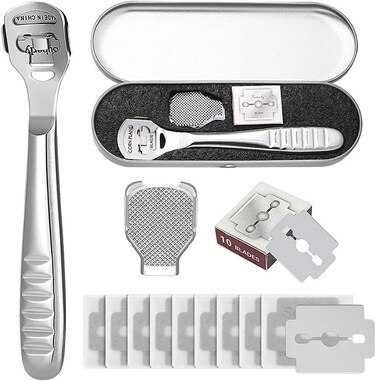 Foot Scraper Callus Shaver - Professional Pedicure Foot File with Stainless Steel Blades - Hard Skin Remover for Smooth Feet - Foot Rasp Kit