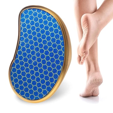Glass Foot File Callus Remover - Nano Crystal Feet Scrubber for Cracked Heels &amp; Dead Skin - Portable Pedicure Tool for Travel, Smooth Feet in Minutes