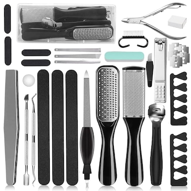 26-in-1 Pedicure and Manicure Kit &ndash; Portable Electric Nail Care Machine with Stainless Steel Tools, Foot File, Nail Repair Tools, and Callus Remover