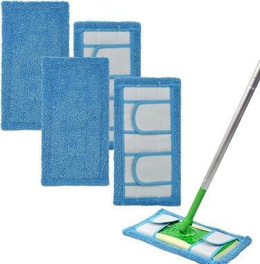 6-Pack Washable Microfiber Mop Pads &ndash; Reusable Wet &amp; Dry Mop Refills Compatible with Flash Speedmop, Eco-Friendly Cleaning Pads for Hardwood, Tile