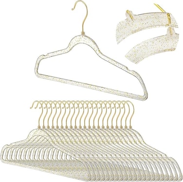 Plastic Glitter Coat Hangers &ndash; Pack of 10, Non-Slip Space-Saving Heavy-Duty Suit Hangers for Clothes, Suits, Jackets, and Dresses
