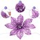 Glitter Poinsettia Artificial Flowers - Purple Christmas Tree Ornaments, Holiday and Wedding Party Decorations, Seasonal Glittering Poinsettia Flowers