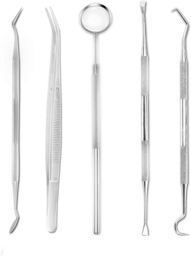 5Pcs Pet Tooth Scaler Cleaning Kit &ndash; Stainless Steel Tartar Remover, Dental Calculus &amp; Plaque Removal Tools for Dogs &amp; Cats, Professional Oral Care Kit