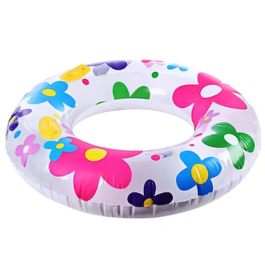 Multicolor Circle Print Swimming Pool Inner Tube Ring Float &ndash; Classic, Comfortable, and Stylish Children's Float for Pool, Lake, and Beach Fun
