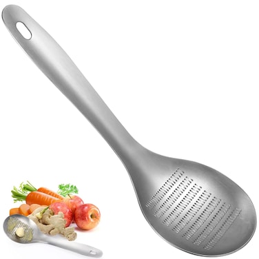 2 PCS Ginger Crusher &amp; Garlic Press Set &ndash; Stainless Steel Mincer Spoon Shape, Handheld Dicer Crushing Tool, Peeler &amp; Squeezer for Garlic, Ginger, Nuts, Seeds