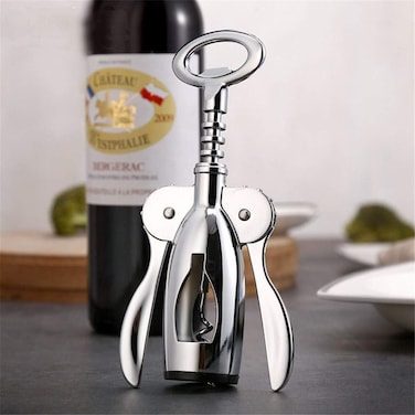 Heavy Duty Zinc Alloy Wine Opener &ndash; Wing Corkscrew Multifunctional Bottle Opener for Wine, Champagne, Beer &ndash; Durable &amp; Ergonomic for Home, Kitchen, Bar