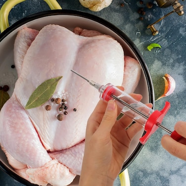 حقنة التوابل - أداة حقن صلصة لحم الشواء للتتبيل والنكهة - مثالية للشواء والتدخين والتحميص