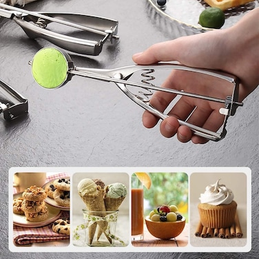 2 PCS Cookie Scoop Set &ndash; Ice Cream Scoop with Trigger, 18/8 Stainless Steel for Cookies, Cupcakes, Muffins, Meatballs, and More