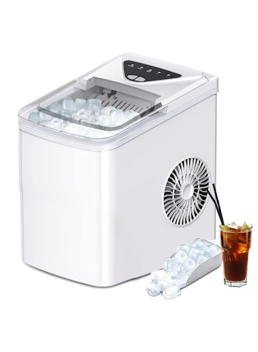 Portable Ice Maker Machine Countertop &ndash; 9 Bullet Ice Cubes in 6 Minutes, 26lbs/24Hrs, Self-Cleaning, 2 Sizes of Ice for Home, Kitchen, Office, Bar, and Party
