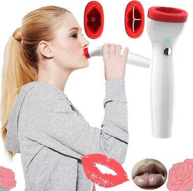 Women's Electric Lip Plumper - Lip Plumping Machine for Fuller Lips, USB Rechargeable Lip Care Tool to Smooth Lip Wrinkles, Red Lip Plumper Device