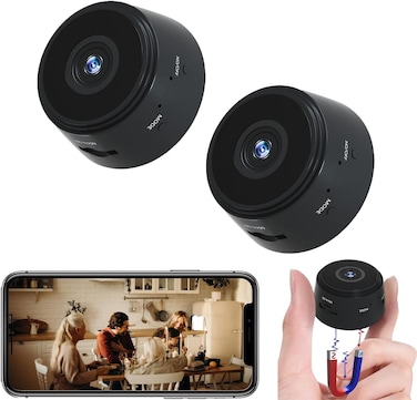 كاميرا صغيرة مخفية لاسلكية - كاميرا مربية محمولة بدقة 1080 بكسل، ورؤية ليلية، وكشف الحركة - كاميرا تجسس صغيرة للمنزل والمكتب