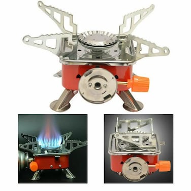 Portable Camping Gas Stove &ndash; Dual Fuel Mini Square Stove for Propane or Butane &ndash; Compact Gas Burner for Outdoor Cooking, Hiking, Backpacking, and Camping