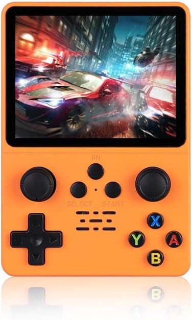 وحدة تحكم ألعاب محمولة - شاشة IPS عالية الدقة مقاس 3.5 بوصة، وألعاب مدمجة بسعة 64 جيجابايت، ونظام Linux، ووحدة تحكم ألعاب فيديو صغيرة الحجم بحجم الجيب