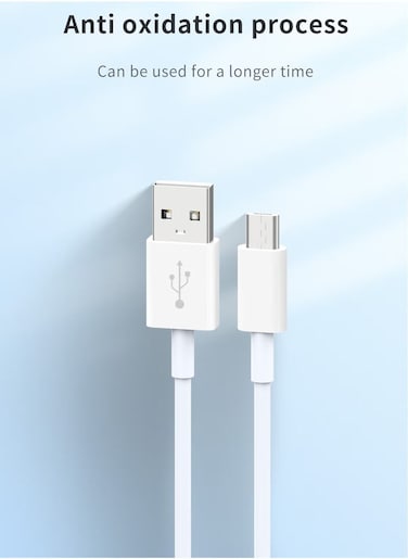 USB A to Micro USB Cable, 1M (3.3ft) Fast Charging &amp; Data Sync Cord, Durable Anti-Swing Wire for Android Phones, Tablets, PS4 Controllers, Cameras (White)
