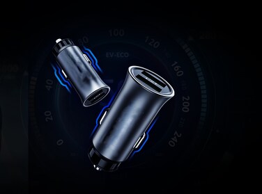 USB A Car Charger Adapter 24W Dual Port 12-24V - Lighter USB A Charger for Auto Fast Charging for iPhone Pro Max, iPad Pro, Samsung Galaxy, Xiaomi - Grey
