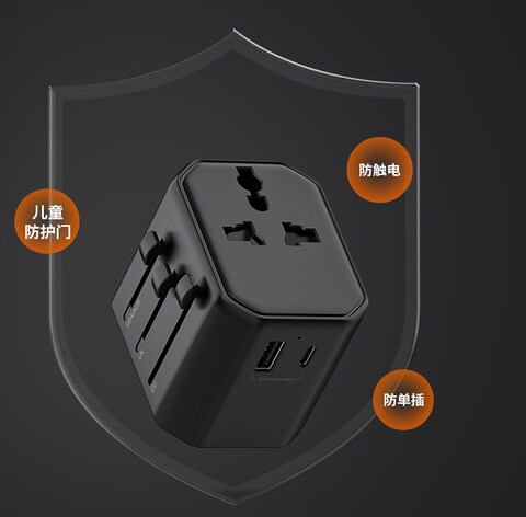 محول شاحن حائط بمنفذين USB - 2 منفذ USB، شحن سريع، خرج 2.4 أمبير، تصميم صغير الحجم، متوافق مع iPhone وiPad وSamsung وAndroid - أسود