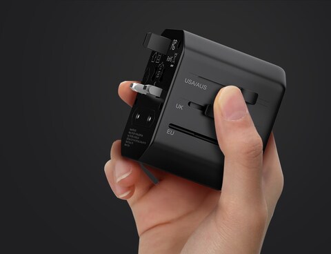 محول شاحن حائط بمنفذين USB - 2 منفذ USB، شحن سريع، خرج 2.4 أمبير، تصميم صغير الحجم، متوافق مع iPhone وiPad وSamsung وAndroid - أسود