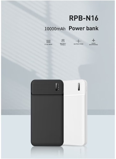 10,000mAh Power Bank &ndash; USB Type-C Bidirectional Input/Output, Multiple Ports, Fast Charging, Buy 1 Get 2 Free Charging Cables, Portable External Battery