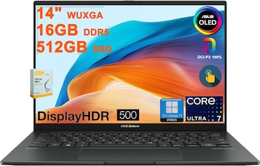 ASUS Zenbook 14 OLED Laptop   14" WUXGA Lumina OLED Touch (100% DCI-P3, 500nits HDR)   Intel 16-core Ultra 7 255H (Up to 13 Tops)   16GB DDR5 512GB SSD   Backlit Fingerprint Win11Pro w/DLCA Accessory
