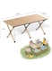 Folding Picnic Table, Roll-Up Aluminum Camping Table with Wood Grain, Portable Low Height Beach Table with Carry Bag for Camping, Picnic, BBQ &amp; Hiking, Easy Assembly