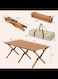 Folding Picnic Table, Roll-Up Aluminum Camping Table with Wood Grain, Portable Low Height Beach Table with Carry Bag for Camping, Picnic, BBQ &amp; Hiking, Easy Assembly