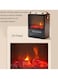 Freestanding Heating Fireplace with Realistic 3D Flame Effect Electric Tabletop Fireplace with Handle Overheating Protection 1800 W