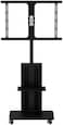 Radiotronics TV Stand Dynamic Swivel & Tilt, Floor TV Stand Trolley for 32” to 75” LCD LED Flat Curved Screen Tilt Height Adjustable TV Stand Mounted with 4 Wheels, Media Shelves Management – Black