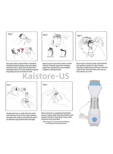 Electric Lice Vacuum Comb for Hair Treatment and Removal - Hair Cleaner (UK, 1PCS)