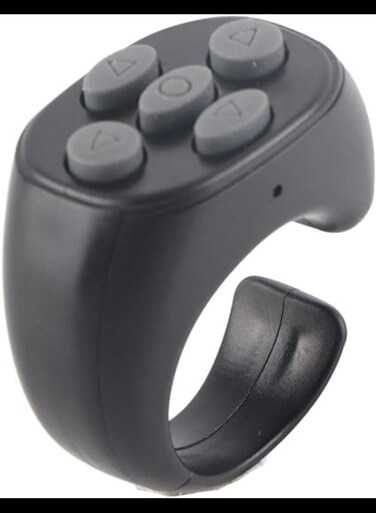 Bluetooth Remote Control, JX05S Ring Phone App Page Turner, 10M Control Scrolling Ring Clicker, Wireless Camera Shutter, for Photos Videos Mainstream APP (Black)