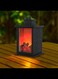 Radiotronics Small Cozy Fireplace Lantern Traditional Realistic Log Wood Burning Flame Effect Ligh LED Charcoal Style Table LampFor Indoor & Outdoor Use