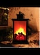 Radiotronics Small Cozy Fireplace Lantern Traditional Realistic Log Wood Burning Flame Effect Ligh LED Charcoal Style Table LampFor Indoor & Outdoor Use